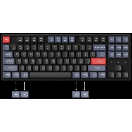 Keychron K8 Pro (K8P-H1) QMK/VIA Wireless Mechanical Keyboard - Red Switch - (Hot Swappable) US Lay