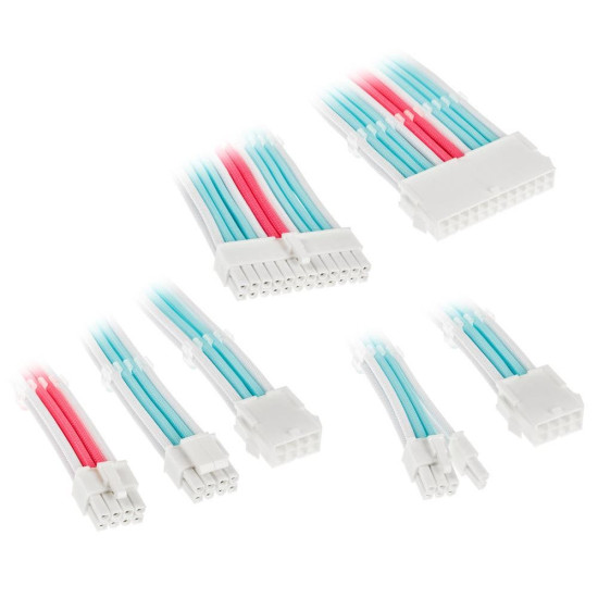 Kolink Core Adept Braided Cable Extension Kit – Brilliant White/Neon Blue/Pure Pink
